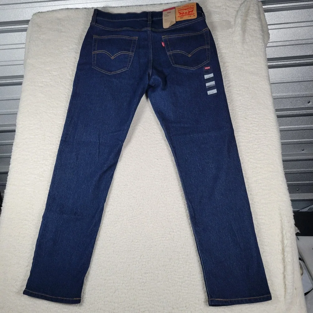 Levi's 502 Taper Jeans Mens 34x30 (Actual 36x30) Dark Indigo Blue Stretch Denim